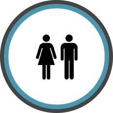 mobile toilet hire man and woman icon